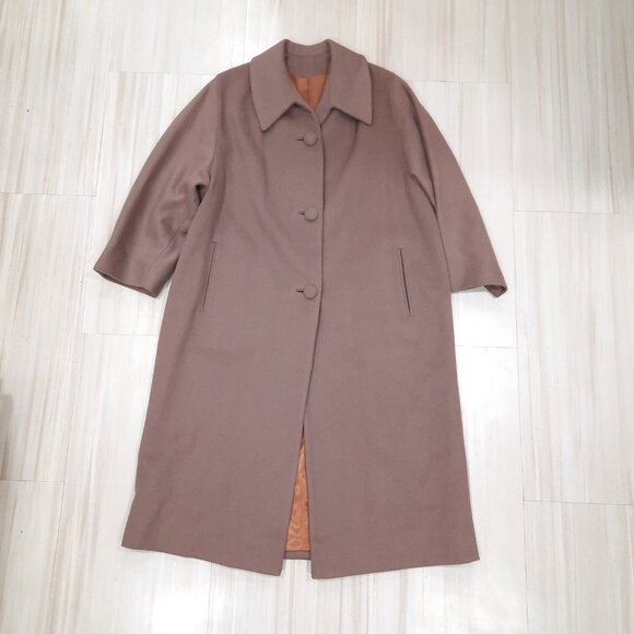 Vtg 50s wool long mauve coat - NWT - Picture 5 of 14
